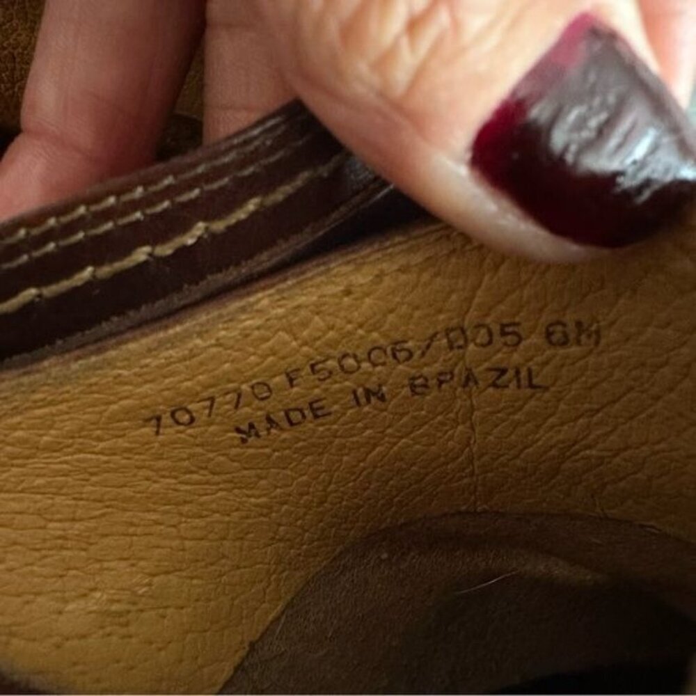 FRYE Women's Charlotte Logo Ring Tan Cognac Leather Clog/Mule Sz 6 - Picture 11 of 12